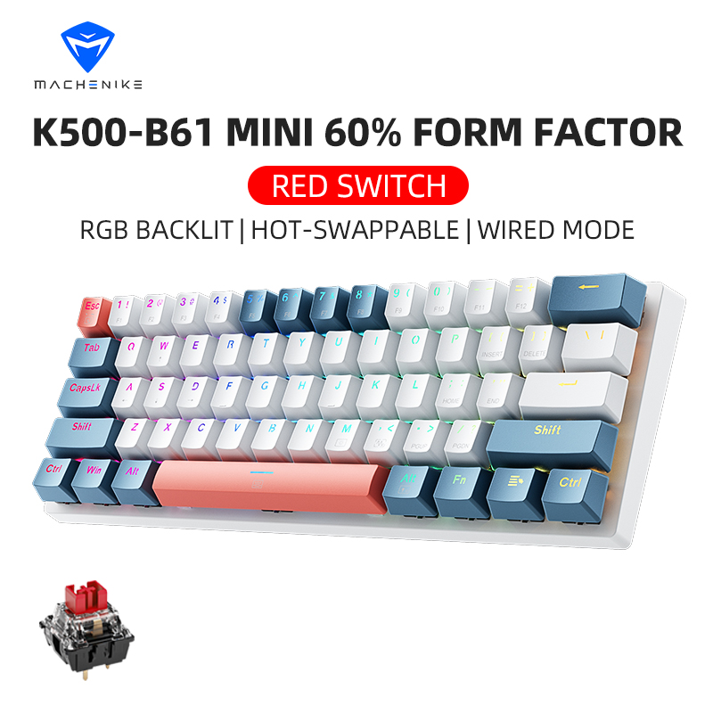 Keyboard Gaming Blue Switch - K500-B61 Machenike Mini Mechanical Keyboard 60%