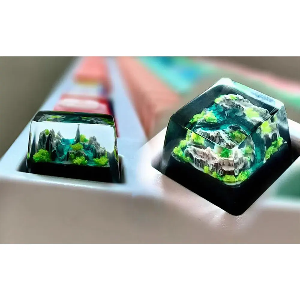 Gaming Keyboard No Rgb - Keycaps Resin RGB Mountain And Sea